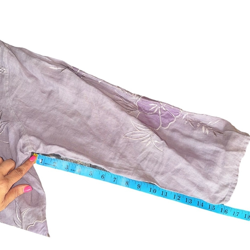 Hearts Desire Linen Tunic Lavender Embroidered Coastal Grandma Lagenlook Top L - Picture 10 of 14